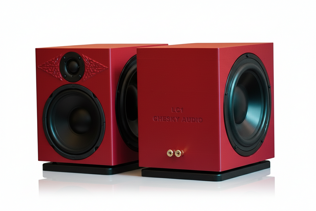 Chesky Audio LC1 Bookshelf Monitor - Color Edition. - Red -  3D Printed Advanced Sound Speakers - Best Speaker of 2025 - The Absolute Sound Editors Choice Award Winner 2026 - Future Audiophile Best Gear Award Winner.