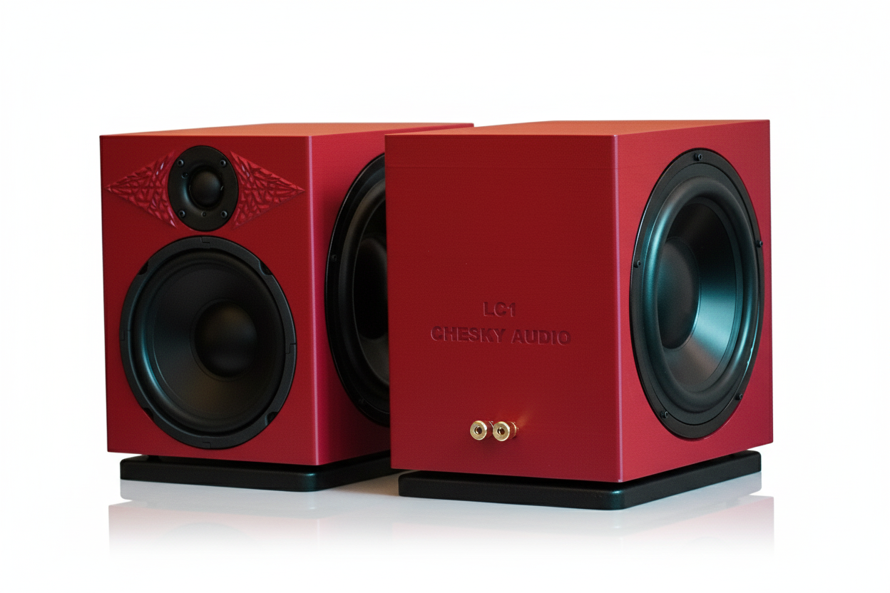 Chesky Audio LC1 Bookshelf Monitor - Color Edition. - Red -  3D Printed Advanced Sound Speakers - Best Speaker of 2025 - The Absolute Sound Editors Choice Award Winner 2026 - Future Audiophile Best Gear Award Winner.